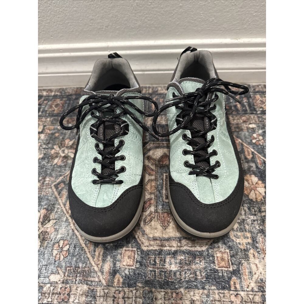 Ecco Yura Receptor Shoes Women 39/8.5‎ Blue Gray Leather Hiking Trail Sneakers